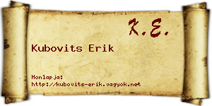 Kubovits Erik névjegykártya